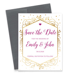 Gold Floral Frame Save The Date Invitations Personalized