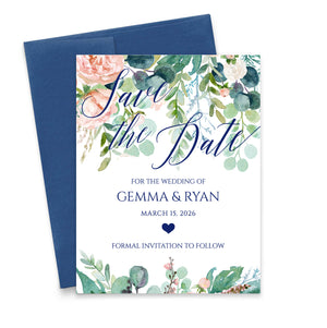 Personalized Greenery Wedding Save The Dates Watercolor