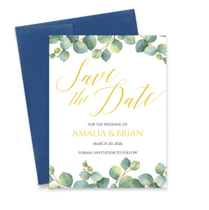 Personalized Greenery Save The Date Announcements