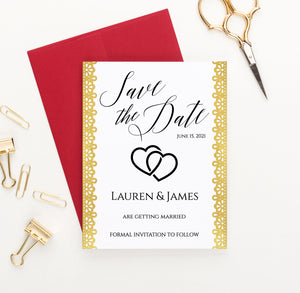 Lace Gold Wedding Save The Dates Personalized
