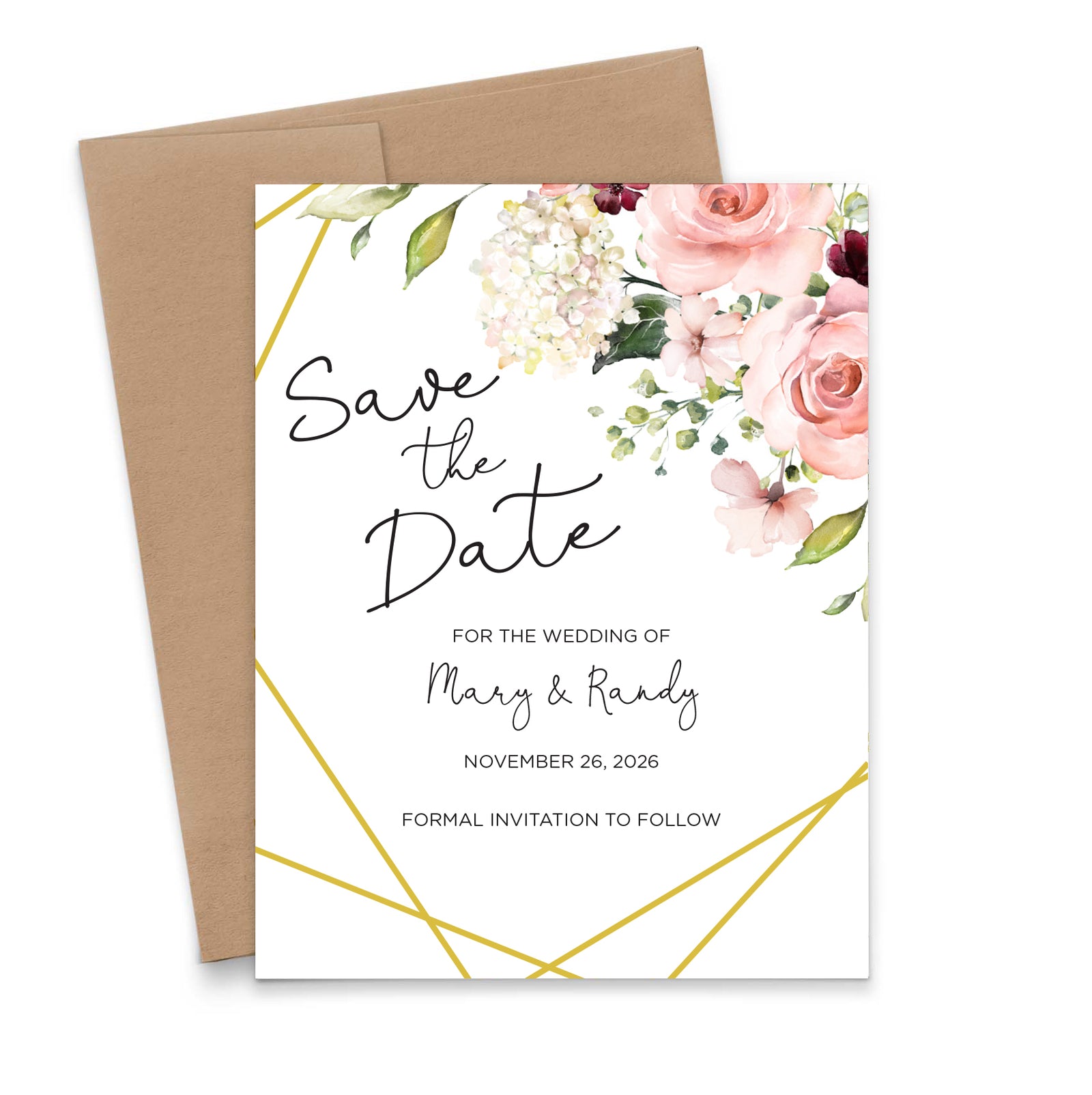 Elegant Personalized Save The Date with Floral Corner