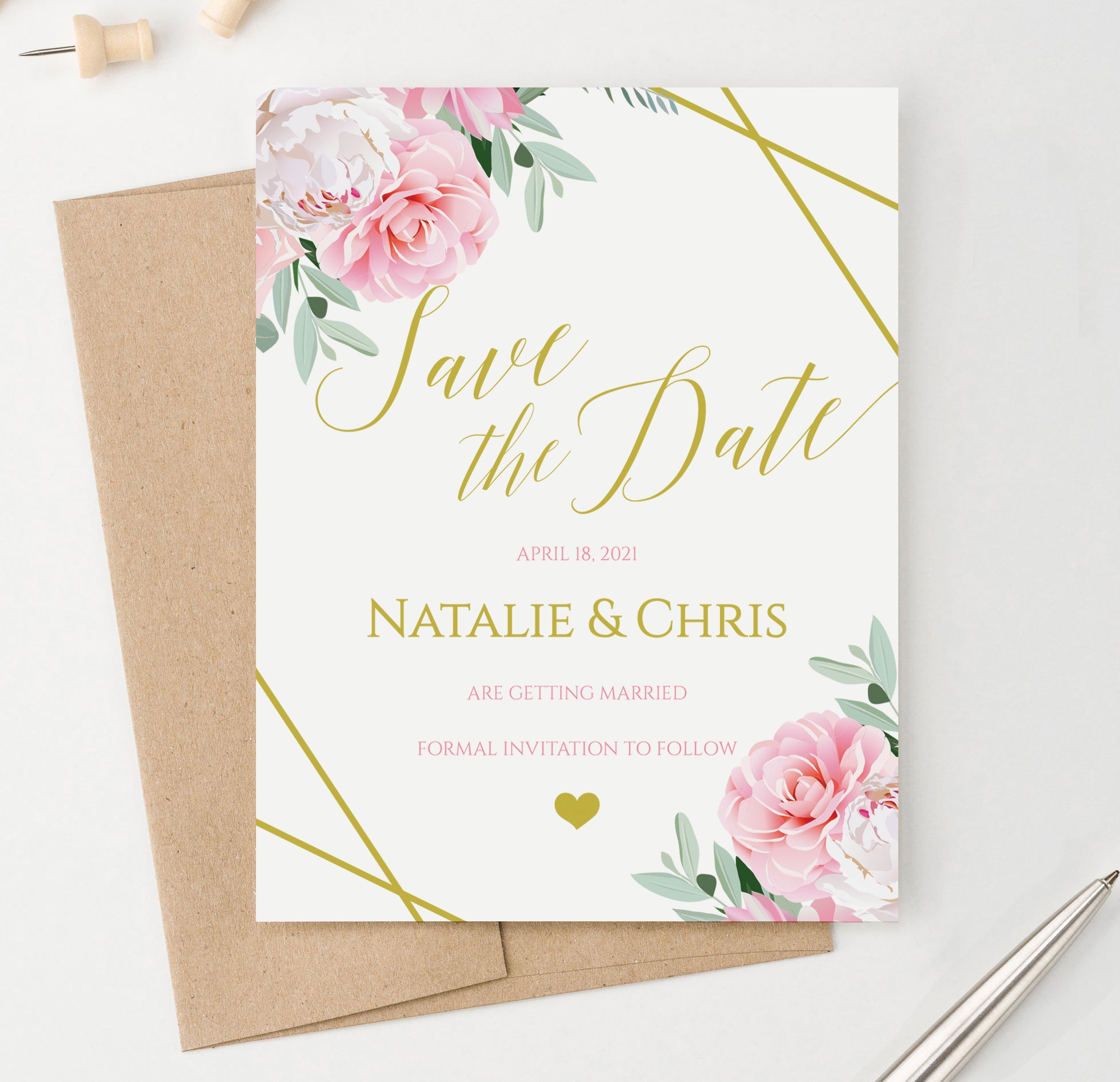 Floral Classic Wedding Save The Dates Customized