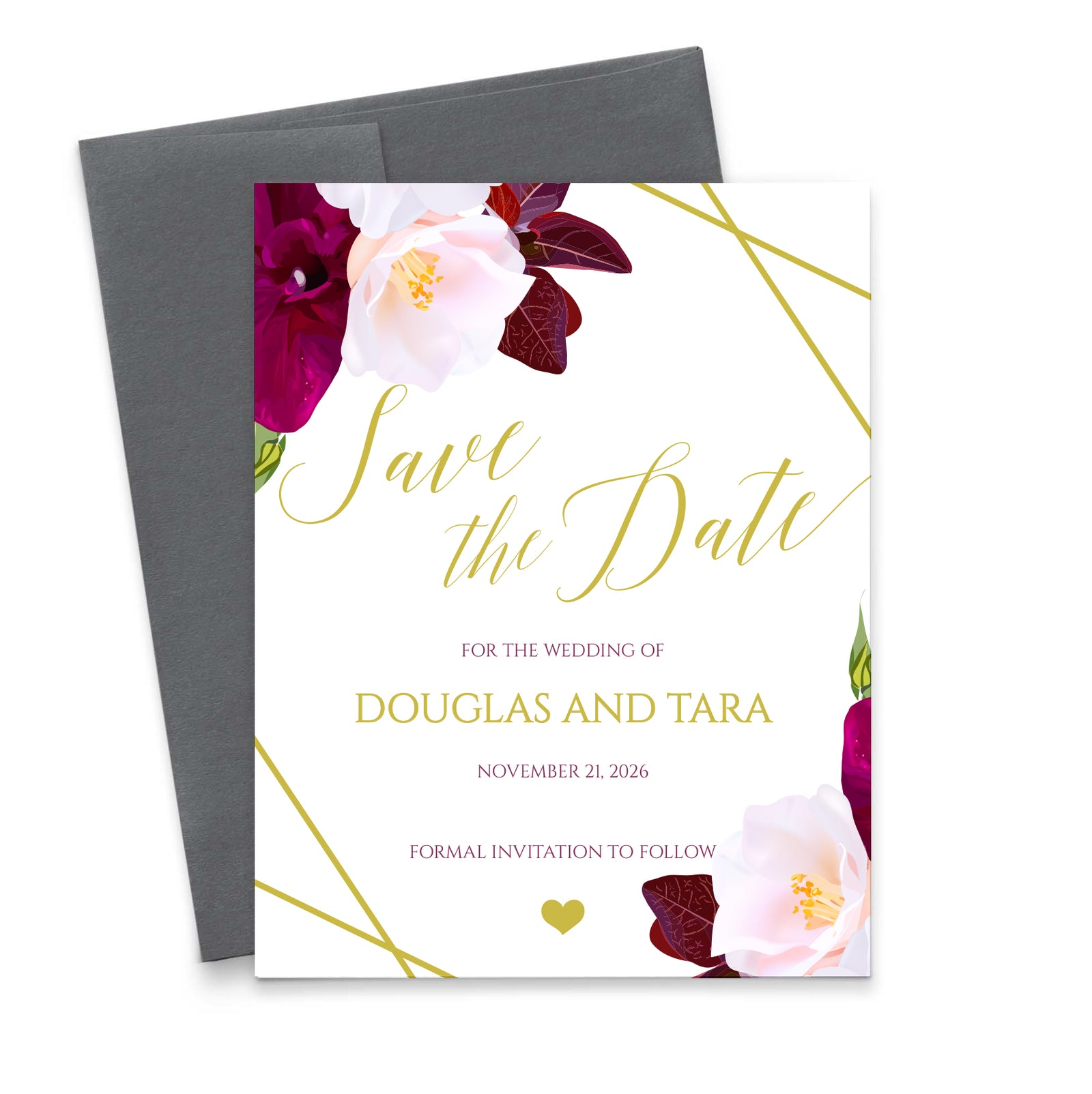 Burgundy And Pink Floral Wedding Save The Dates Personalized