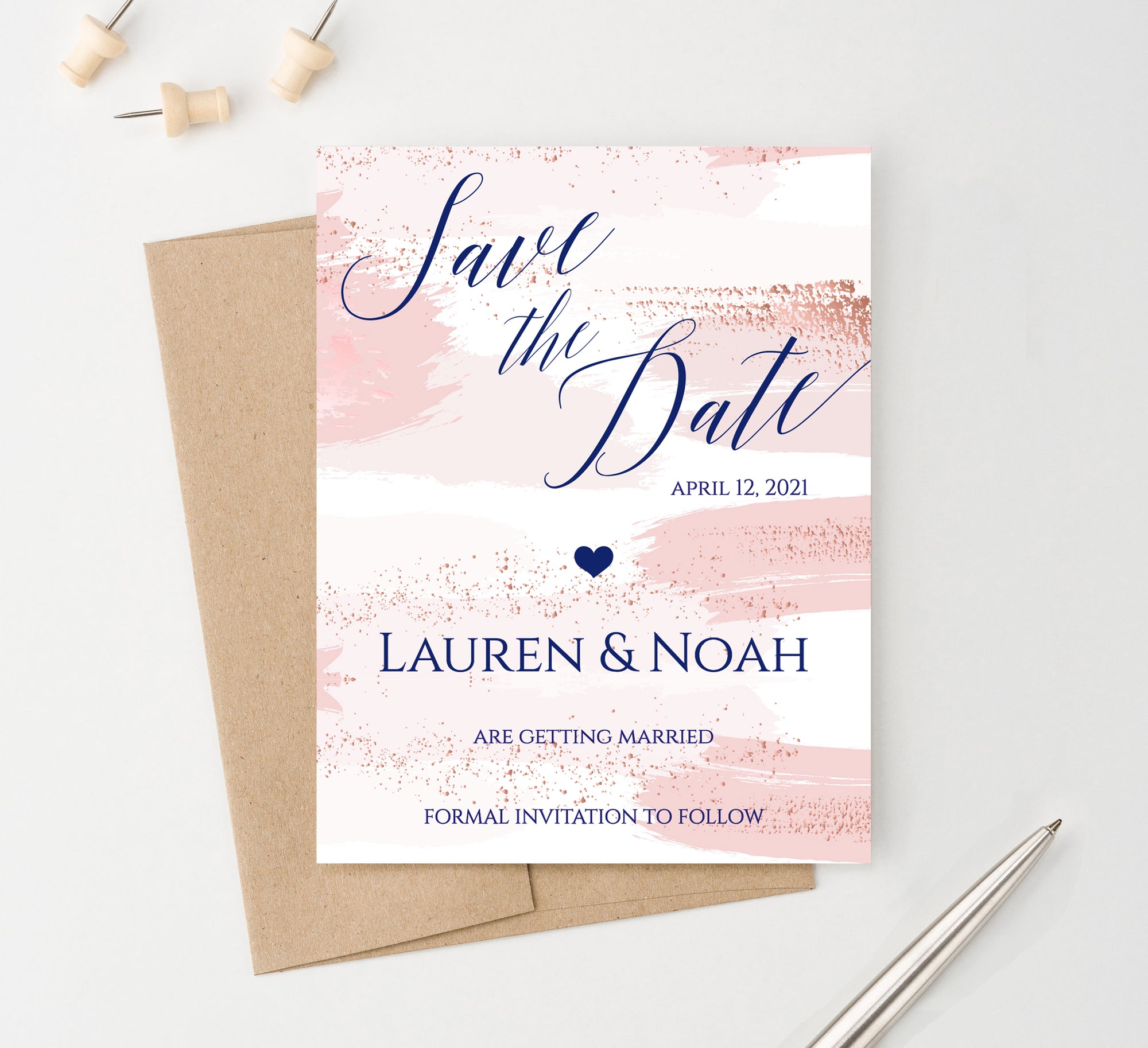 Watercolor Pink Save The Date Invitations Customized