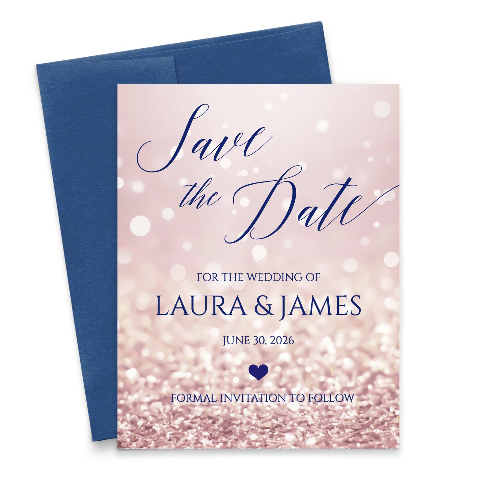 Rose Gold Personalized Save The Date Invites