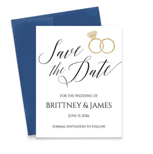 Personalized Classic Save The Dates With His And Hers Gold Rings