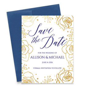 Gold Rose Wedding Save The Dates Personalized
