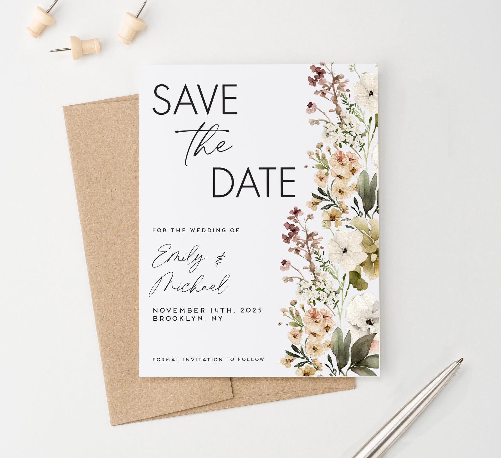Elegant Floral Save The Date Minimalist