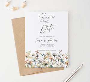 Simple Elegant Save The Date Cards With Wildflowers