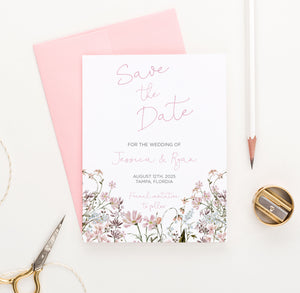 Simple Save The Dates With Wildflowers