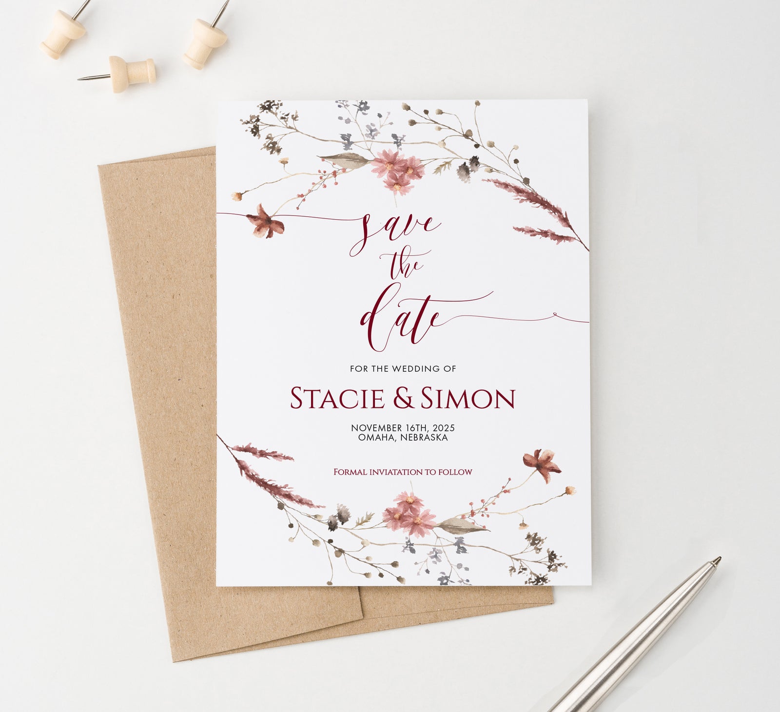 Wildflower Rustic Wedding Save The Dates