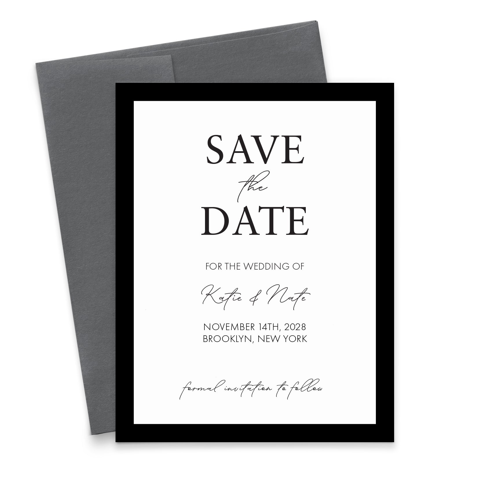 Modern Black And White Save The Date Invitations