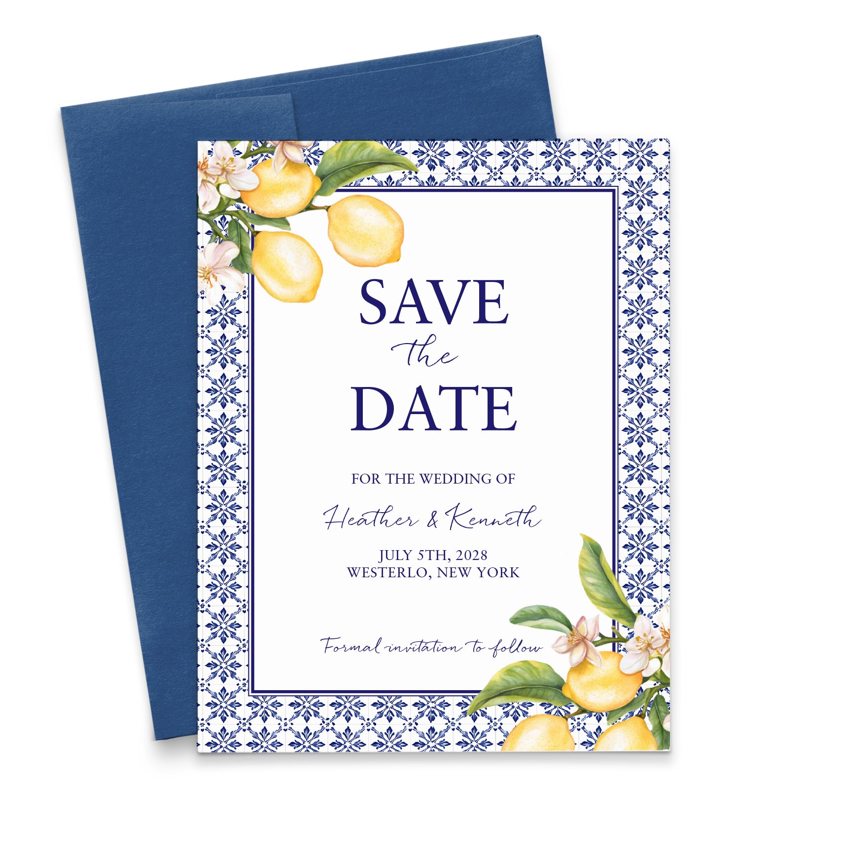 Mediterranean Save The Date Cards With Lemons