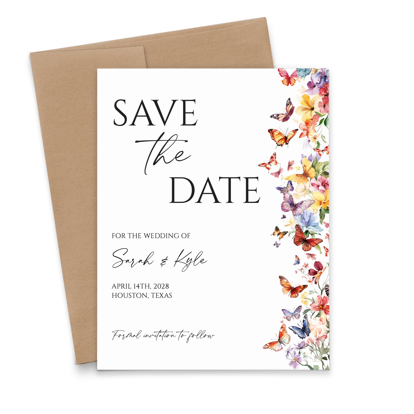 Colorful Save The Date Invitations With Butterflies