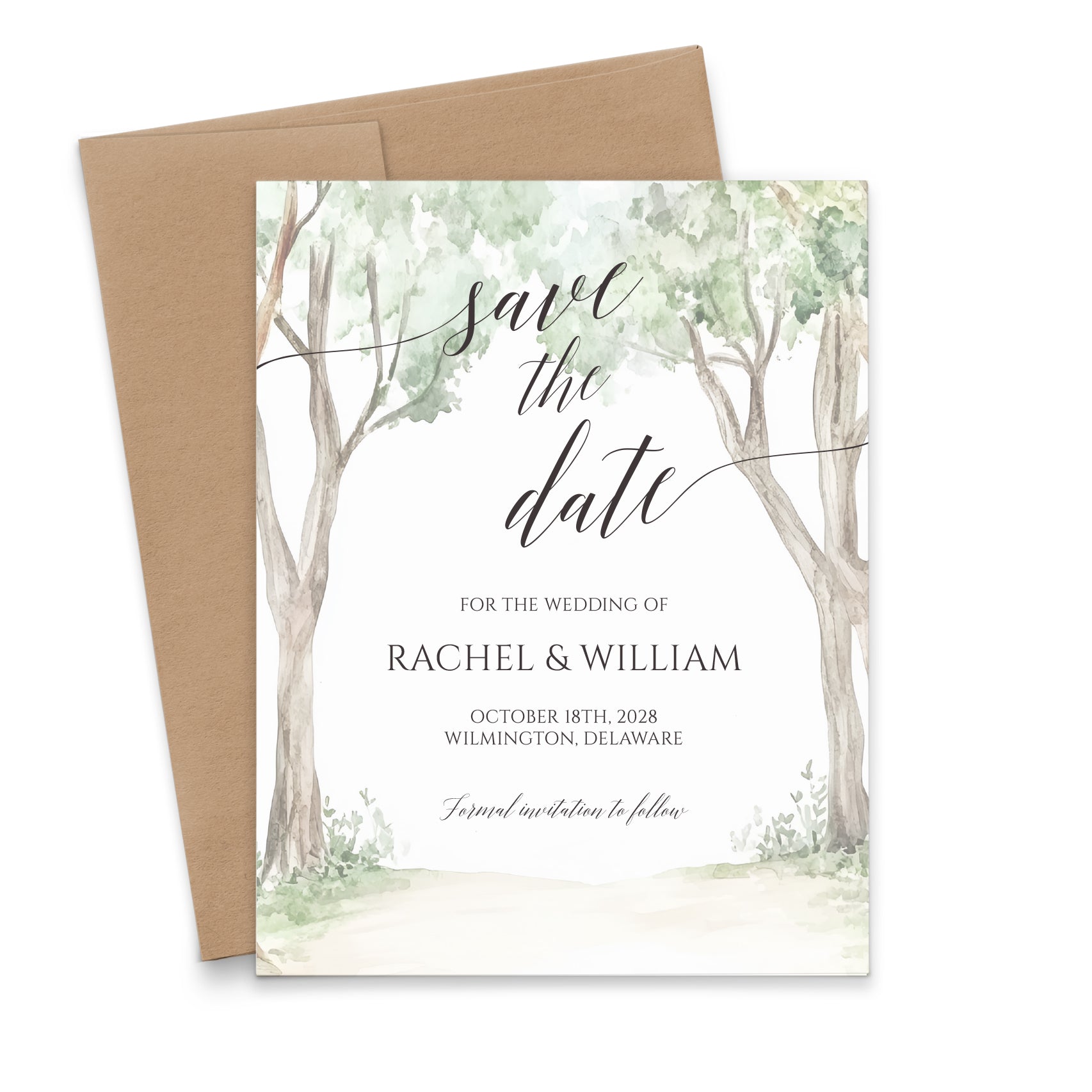 Garden Theme Save The Date Invitations With Trees