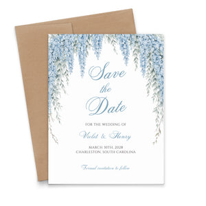 Dusty Blue Wisteria Personalized Save the Dates