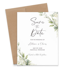 Watercolor Greenery Wedding Save the Dates