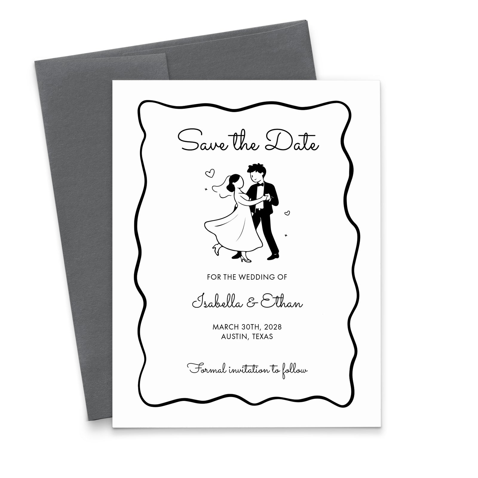 Whimsical Bride and Groom Wedding Save the Dates