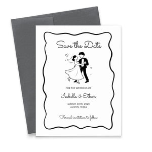 Whimsical Bride and Groom Wedding Save the Dates