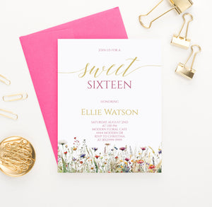 Wildflower Personalized Sweet 16 Invitations