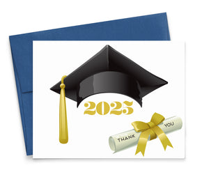 Graduation Year and Cap Thank You Cards Folded
