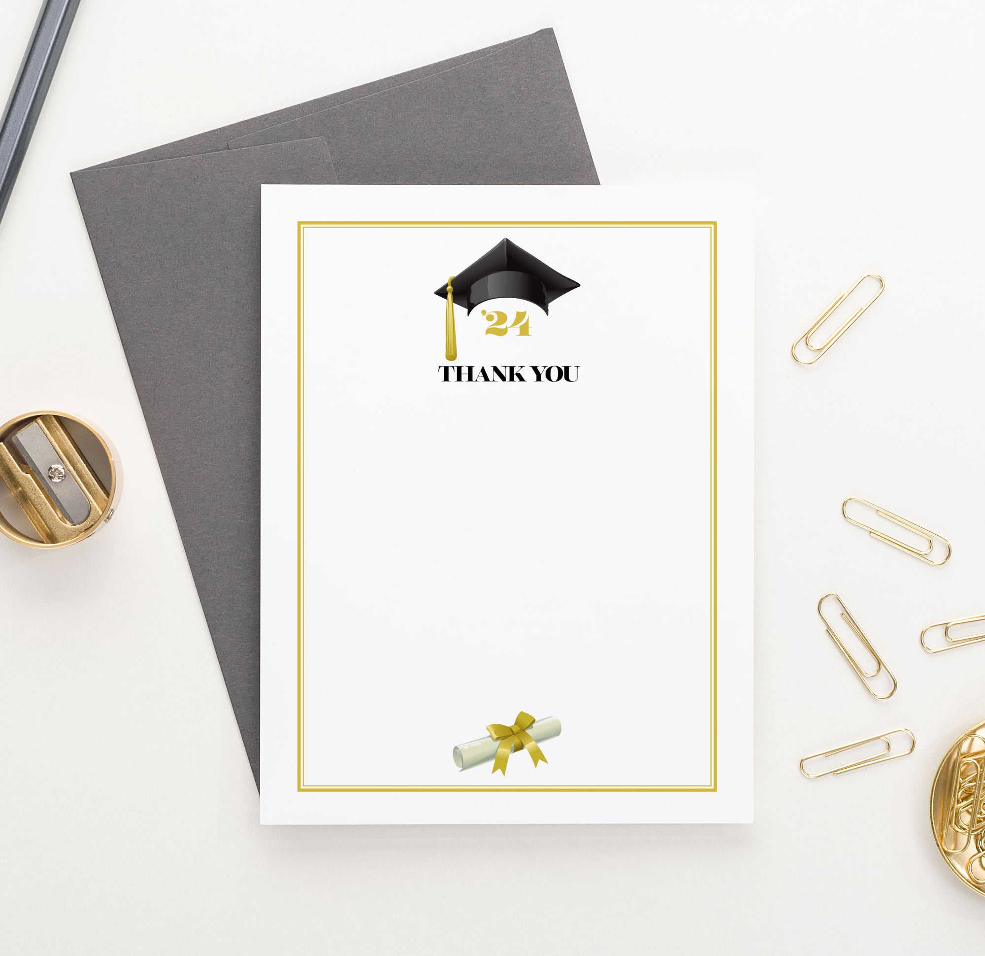 Graduation Thank You Cards with Cap and Diploma