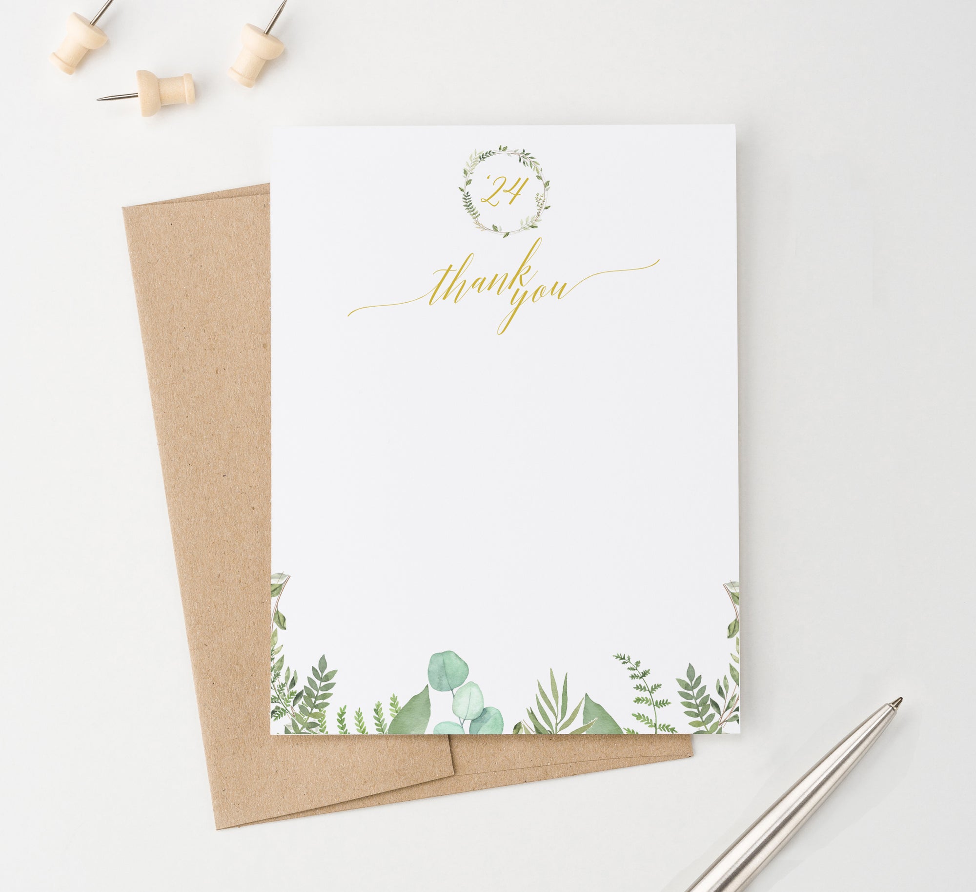 Graduation Thank You Notes with Greenery Wreath