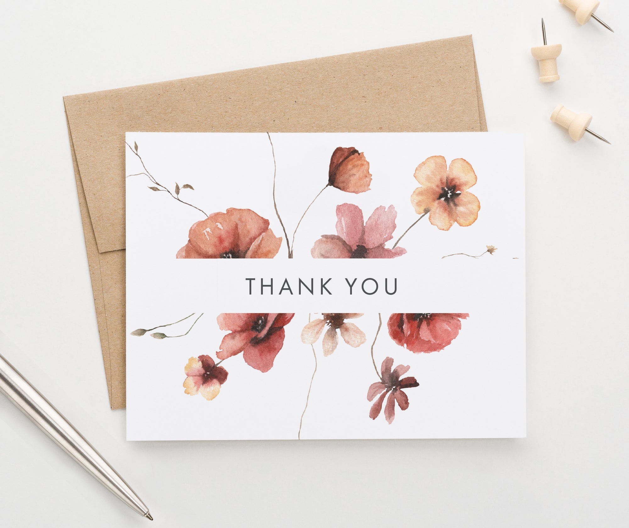 Kids Floral Stationary, Girls Elegant Thank You Cards, Kid Stationary With  Flowers, Colorful Floral Stationery Set, Kid Thank You Note KS144 