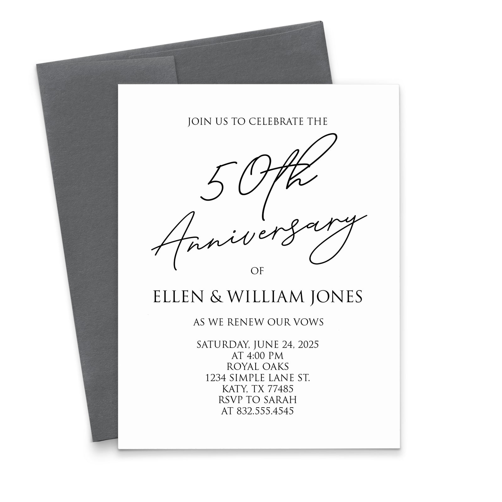 20th 25th 50th Anniversary Vow Renewal Invitations Classy