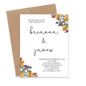 Personalized Fall Wedding Invitations with Leaves
