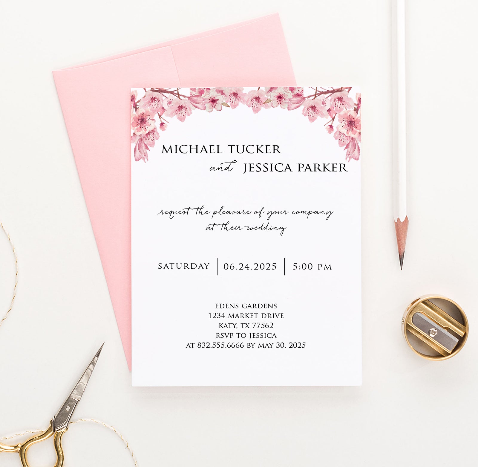 WI022 Customized Cherry Blossom Wedding Invitations invites floral flowers japanese marriage