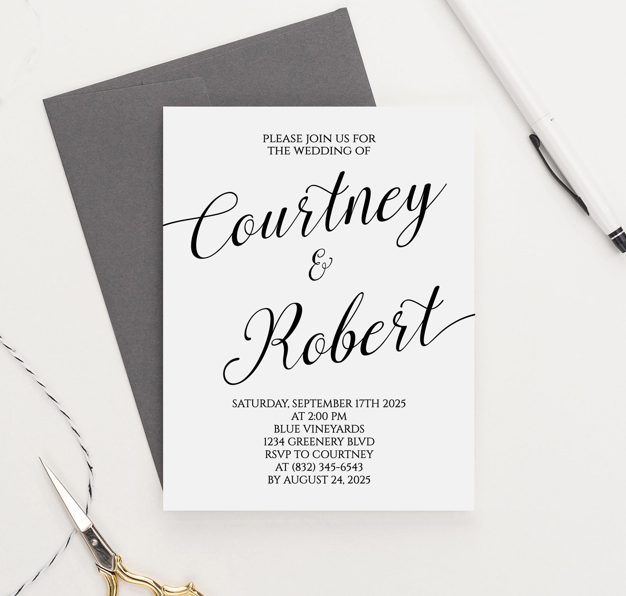 Simple Personalized Elegant Wedding Invites