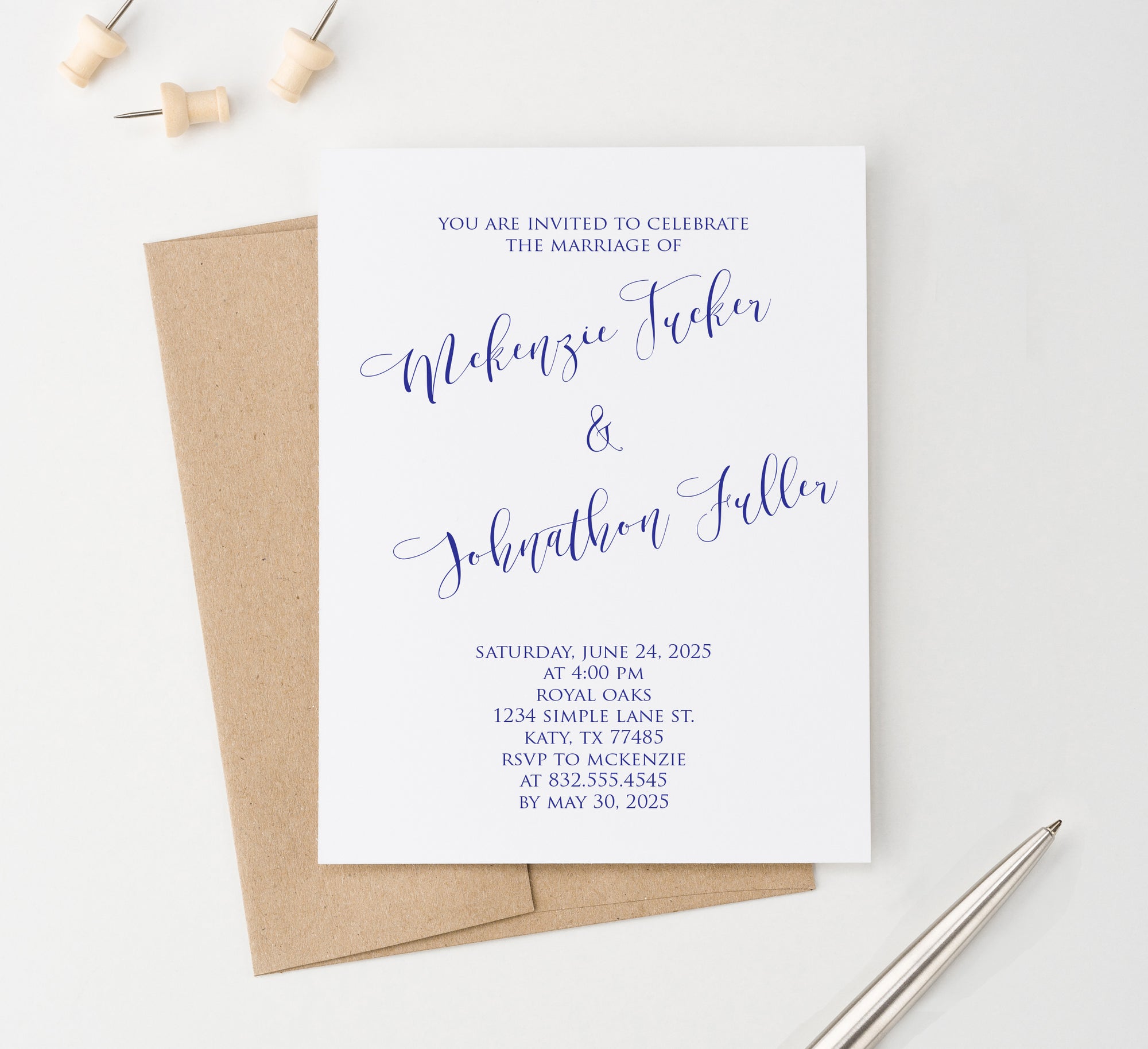 WI032 Calligraphy wedding invitations personalized simple classic classy elegant invites marriage
