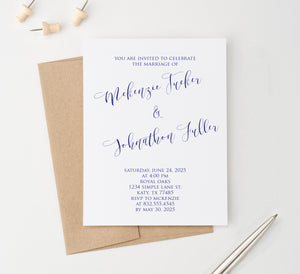 WI032 Calligraphy wedding invitations personalized simple classic classy elegant invites marriage b