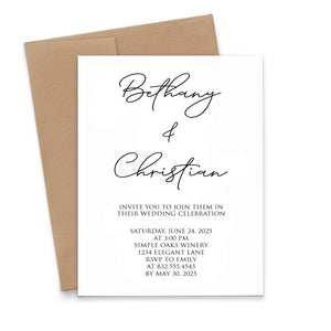 Elegant Calligraphy Wedding Invites Customized