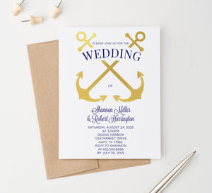 WI059 Nautical Anchor Wedding Invitations Personalized anchors invites marriage modern classic beach boat yacht b