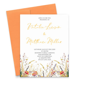 Wildflower Autumn Wedding Invitations Personalized