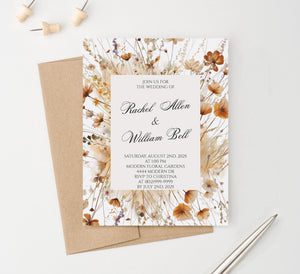Wildflower Fall Wedding Invitations Boho