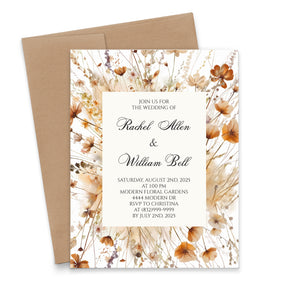 Wildflower Fall Wedding Invitations Boho