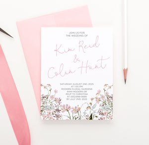 Wildflower Pink Wedding Invitation Delicate