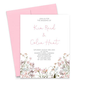 Wildflower Pink Wedding Invitation Delicate