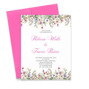 Pink Botanical Wedding Invitations Chic