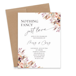 Nothing Fancy Just Love Wedding Invitations Boho Inspired