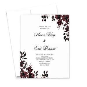 Personalized Gothic Themed Wedding Invitations With Flowers