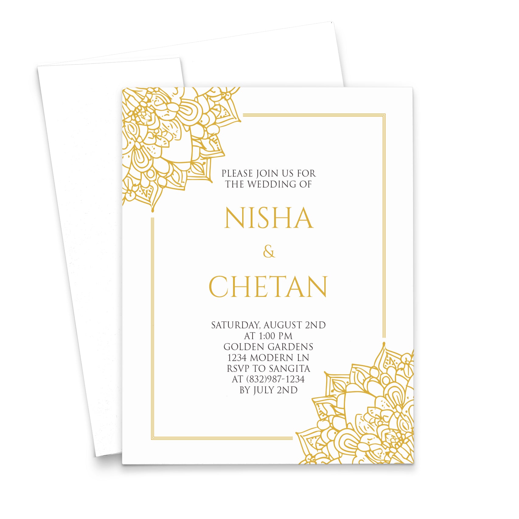 Elegant Gold Mandala Wedding Invitations Indian Style