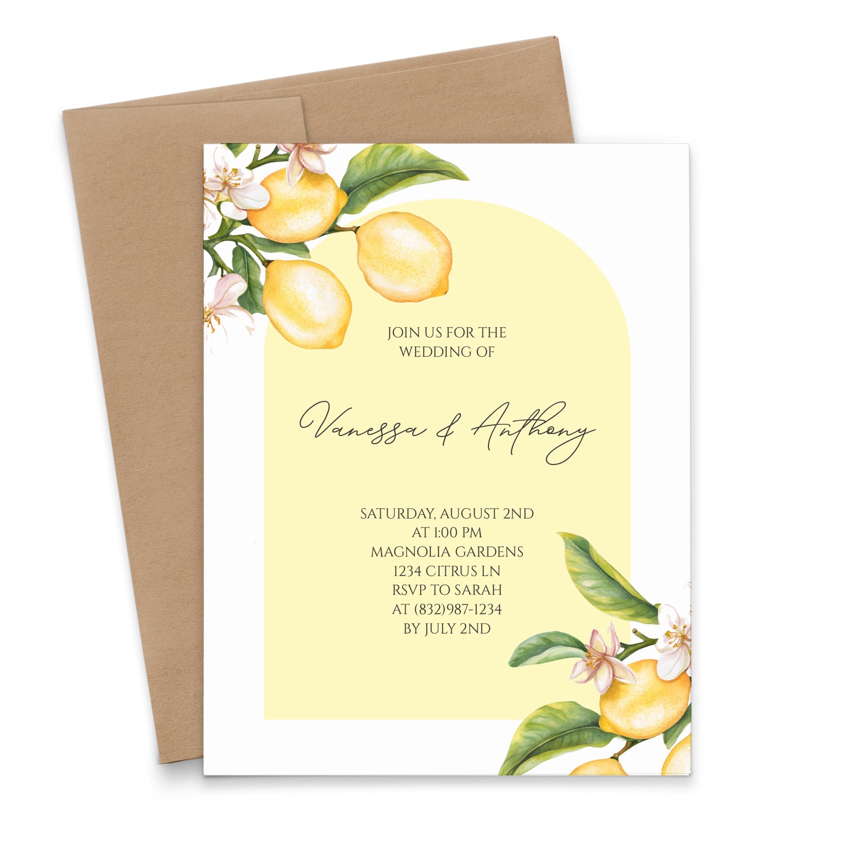 Citrus Personalized Wedding Invitations With Lemons