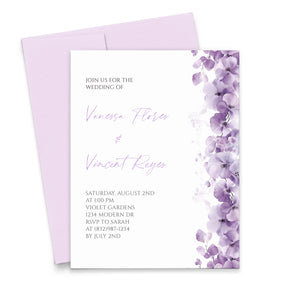 Elegant Purple Floral Wedding Invitations Personalized