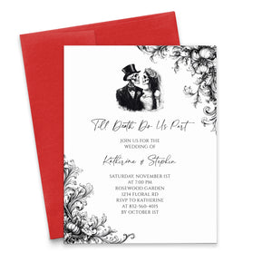 Skeleton Bride and Groom Gothic Wedding Invitations