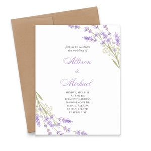Watercolor Lavender Floral Wedding Invitations