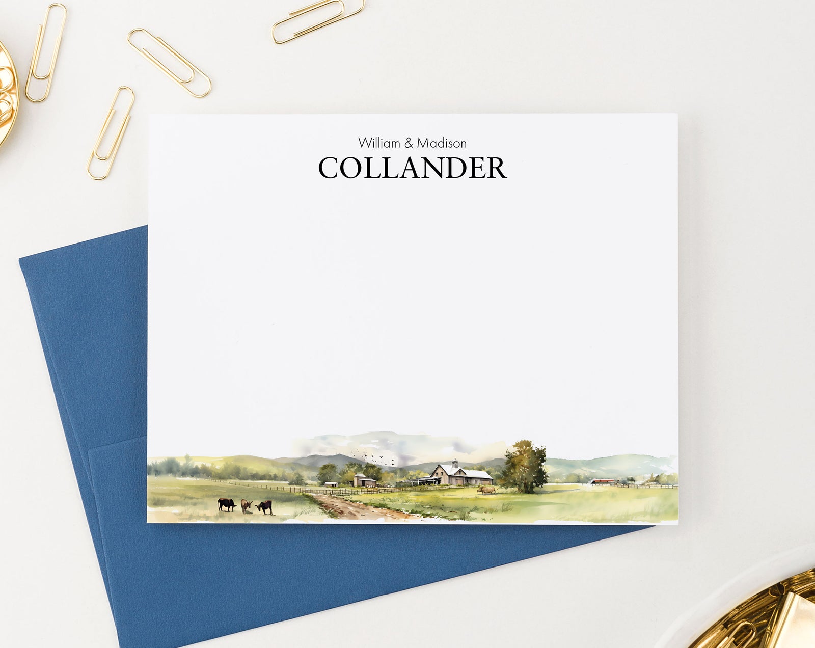 Farmhouse Landscape Wedding Stationery Personalized